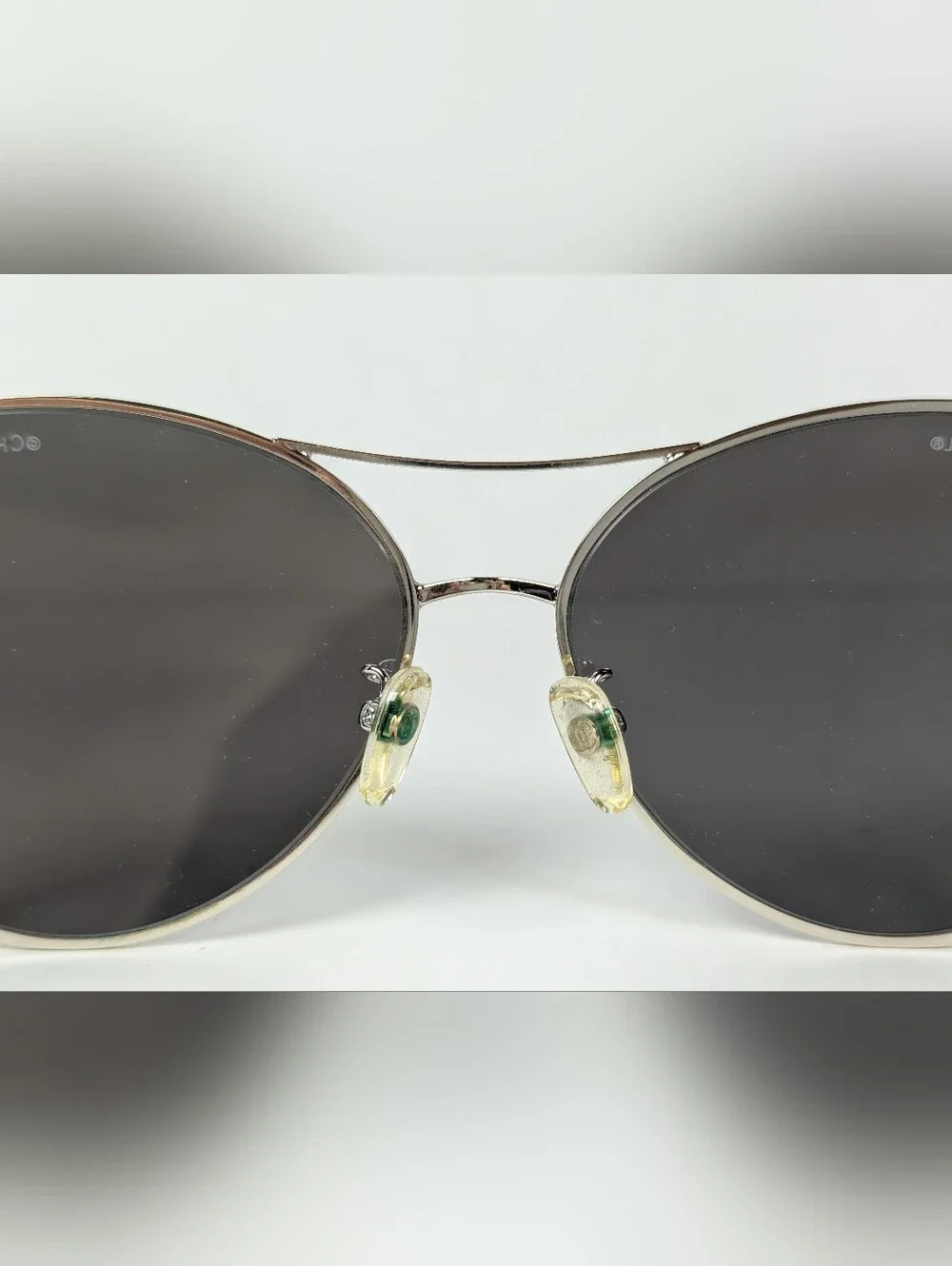 Authentic VTG Y2K Chanel 4198-T Aviator Sunglasses Silver Purple Case &  Cloth